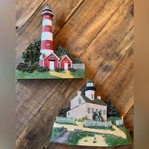 Lighthouse wall art.  Assateague, VA and Old Point Loma, CA